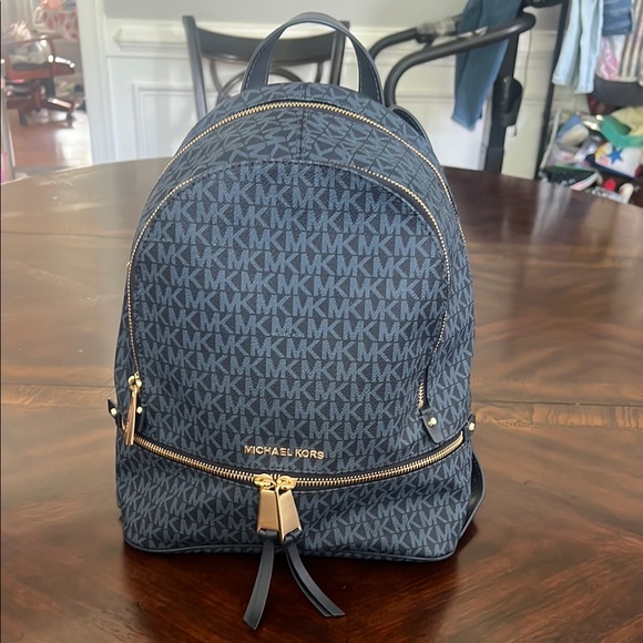 Michael Kors | Bags | Michael Kors Navy Monogram Backpack  display picture 2